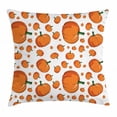 thumbnail image 1 of Harvest Throw Pillow Cushion Cover, Halloween Inspired Pattern Vivid Cartoon Style Plump Pumpkins Vegetable, Decorative Square Accent Pillow Case, 20 X 20 Inches, Orange Green White, by Ambesonne, 1 of 2