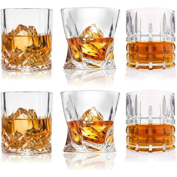 Premium 10, 11 OZ Scotch Glasses - Old Fashioned Whiskey Glasses/Style Glassware for Bourbon/Rum/Bar Tumbler Set of 6
