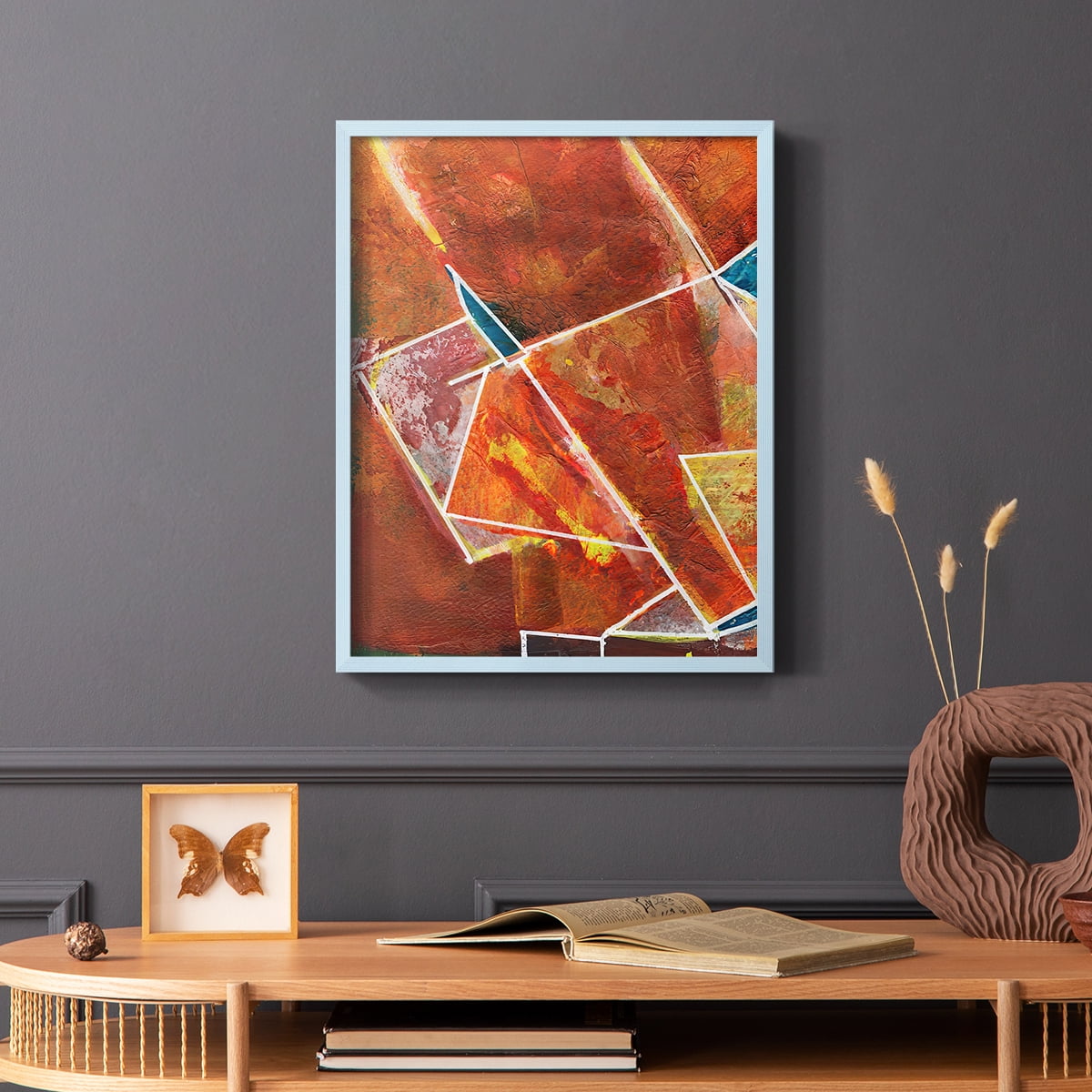 Primary Connection II Framed Print in Blue Solid Wood Framed Print No Nail Hanging