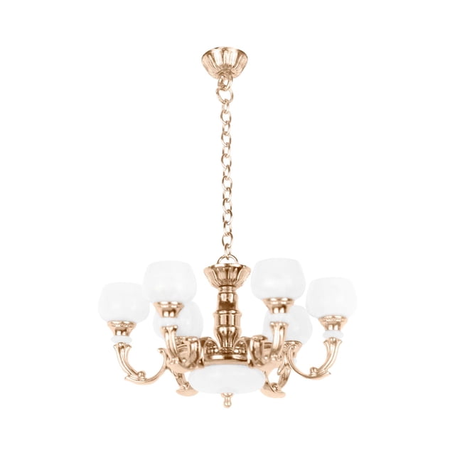 Candelabro de 6 brazos Sunnimix para casa de muñecas 1/12 dorado
