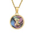 thumbnail image 2 of Opolski Collier Femme Lettre Collier Coquillage Tout Assorti Collier Alphabet Rond pour Usage Quotidien, 2 of 7