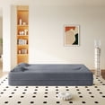 thumbnail image 6 of Miekor Modern Floor Sofa with 2 Pillows,Convertible Teddy Fabric Foam-Filled Sleeper Sofa Bed,15" Twin Size Folding Mattress for Living Room,Guest Bed,Playroom,no assembly required,Dark Grey No7813, 6 of 9