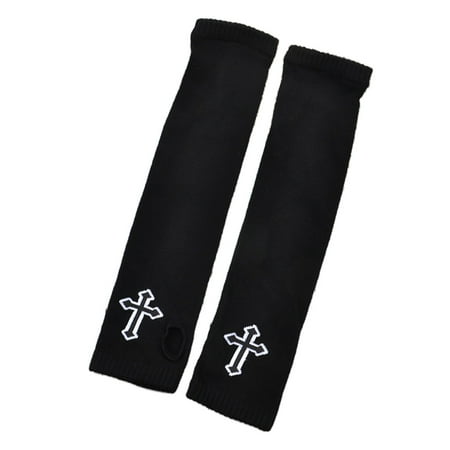 

Punk Gothic Cross Gloves Fingerless Arm Sleeves Long Arm Warmer Half Finger Gloves Knit Arm Covers Cosplay Gloves