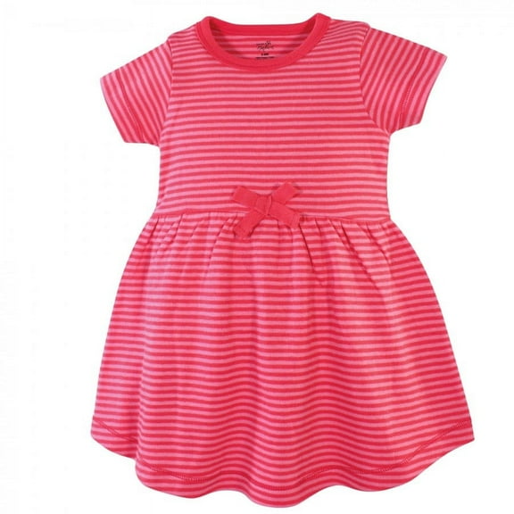 Touched by Nature Baby and Toddler Girl Organic Cotton Short-Sleeve Dresses 2pk, Bright Flower, 0-3 Months