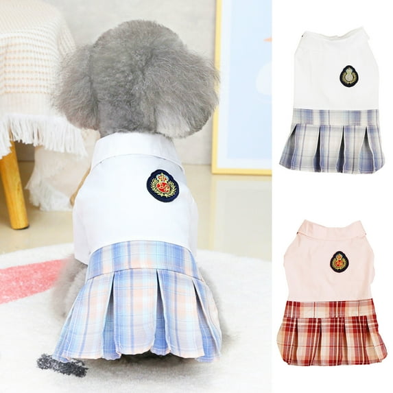 Visland Eye-catching Dog Dress Beautiful Adorable Lattice Design Puppy Skirt for Walking Outside