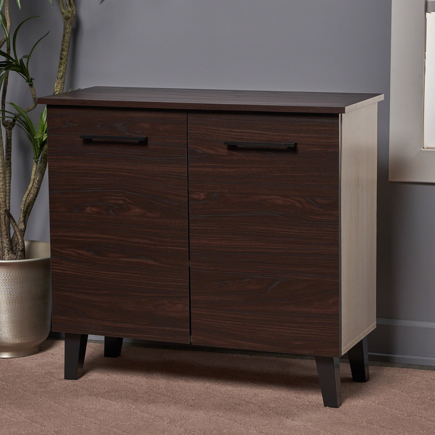 GVN Versatile Two-Door Cabinet, Clean Lines, Walnut Brown Finish, Ideal for Entryway GVN Versatile Two-Door Cabinet, Clean Lines, Walnut Brown Finish, Ideal for Entryway