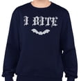 thumbnail image 2 of Bat I Bite Sweatshirt Unisex Large Navy, 2 of 5