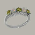 thumbnail image 3 of LBG British Made 10k White Gold Natural Peridot & Opal Womens Eternity Ring - 33 size options - Size 6.5, 3 of 8