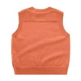 thumbnail image 3 of Gubotare Sleeveless Sweater Vest Girls Knitted Vests for Boys Girls V Neck Sweater Vest Sleeveless Crop Tops Pullover Knitwear School Uniform Clothes Size 6-7 (Orange,6-7 Years), 3 of 5