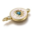 thumbnail image 3 of 5pcs Brass Micro Pave Clear & Deep Sky Blue Cubic Zirconia Pendants Long-Lasting with Jump Rings & White Enamel Flat Round with Eye golden 20x13x2.1mm Hole: 2.5mm, 3 of 3