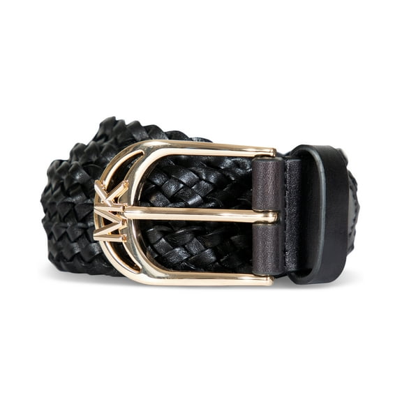 Michael Kors Women’s Braided Leather Belt – Black/Gold, Small/Medium
