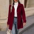 thumbnail image 4 of Stichou Womens Pea Coat Notched Lapel Collar Single Breasted Fall Winter Trendy Casual Wool Blend Trench Coat Jacket Wine S, 4 of 5