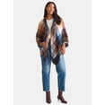 thumbnail image 2 of Time and Tru Women's Plaid Toggle Poncho, Tan/Brown, Sizes S/M-L/XL, 2 of 5