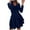 Blue, variant on VSSSJ Women's Dresses Fall Long Sleeve Ruched Layered Tunic Mini Dress Simple Basic V Neck Solid Color Swing Ruffle A-Line Dress Wine M