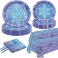 thumbnail image 2 of PYYNA-Winter Snowflake Party Supplies for 40 Guests, Disposable Tableware Set Includes Paper Plates, Napkins, Forks, Tablecloth for Girls Princess Party Christmas Winter Holiday Party Decorations, 2 of 3