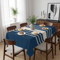 thumbnail image 6 of Navy Blue Beige Striped Table Cloth Waterproof Tablecloths, Modern Farmhouse Retro Lines Tablecloth Dining Table Cover for Kitchen Party Tabletop Outdoor, Rectangle Tablecloth 60x102 Inch, 6 of 9