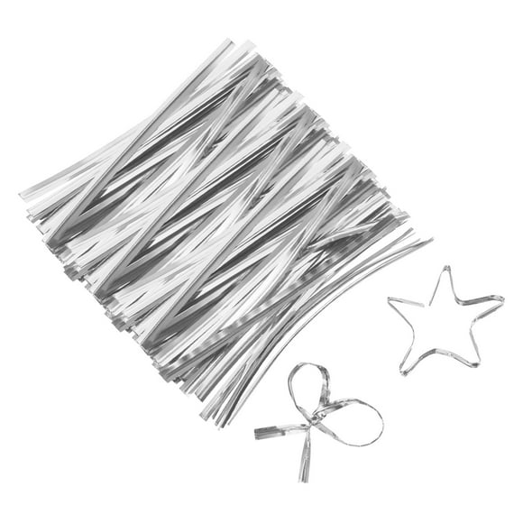 2.3" Twist Ties, Metallic Twist Ties, Reusable Plastic Coated Twist Ties, Pack of 800, Silver