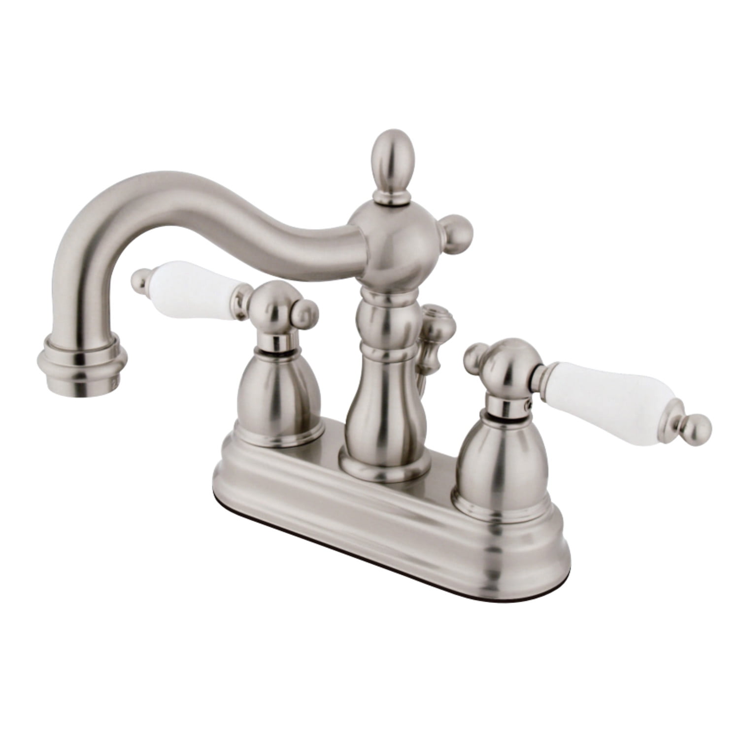 Kingston Brass KB1608PL Heritage 4 in. Centerset Bathroom Faucet, Brushed Nickel