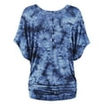 thumbnail image 3 of Made by Johnny Women's V-Neck Short Sleeve Tie Dye Drape Dolman Top XXXL NAVY, 3 of 6