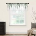 thumbnail image 5 of Green Eucalyptus Leaf Semi Sheer Valance Curtains, Farmhouse Vintage Watercolor Eucalyptus Leaves Voile Valances Curtain Rod Pocket Small Window Treatment for Kitchen Bathroom Cafe 54"x18", 5 of 9