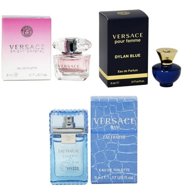 Versace Bright Crystal EDT, Dylan Blue Femme EDP, Man Eau Fraiche EDT - 5ml 3PK Kit