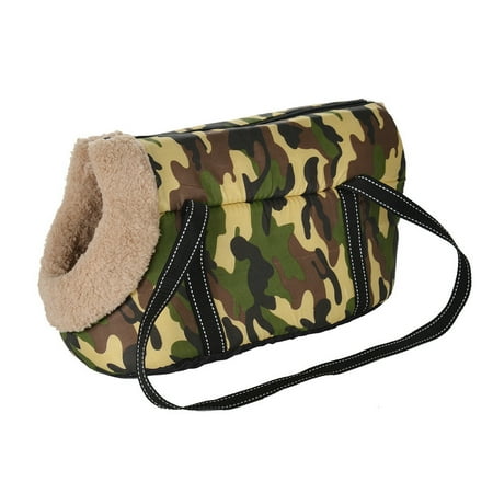 Classic Pet Carrier for Small Dogs Cozy Soft Puppy Cat Dog Bags Backpack Outdoor Travel Pet Sling Bag Chihuahua Pug Pet Supplies (Green with fur L 50 x 23 x 28 CM)