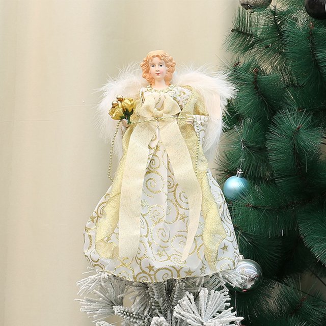 Becaristey ABS Indoor Angel Christmas Tree Topper Traditional Holiday Ornament Exquisite Angel Tree Topper