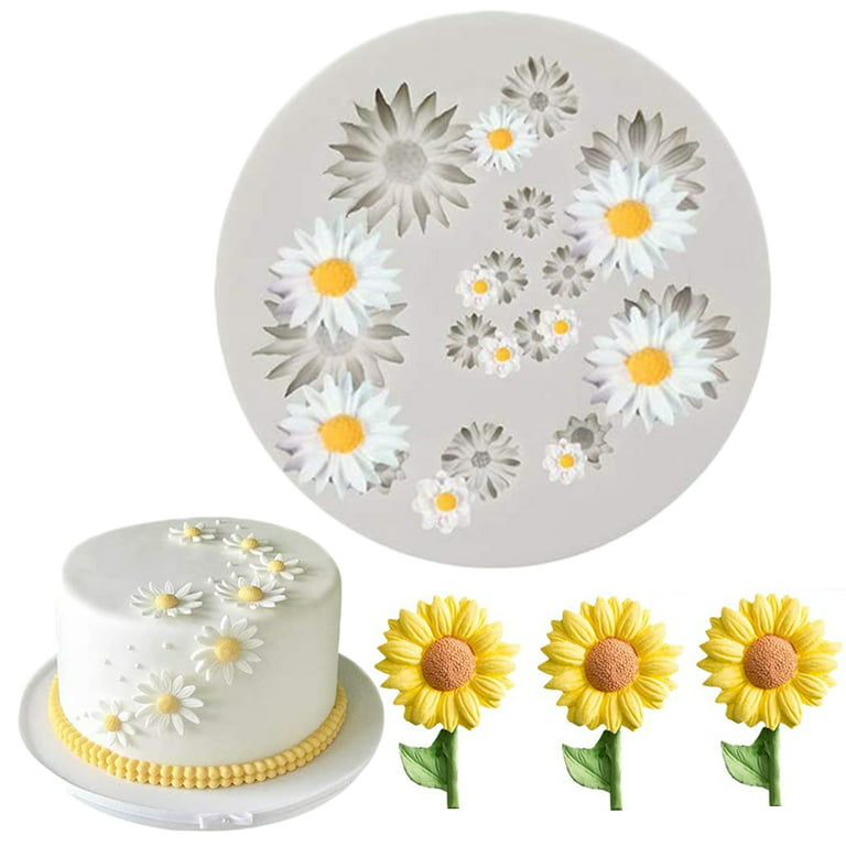  4Pcs Large Daisy Flower Silicone Molds Chrysanthemum Silicone  Molds Small Flower Shapes Fondant Cake Chocolate Molds Polymer Clay Resin  Mold for Cake Decoration Candy Ice Cube Wax Making DIY Craft 