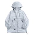 thumbnail image 2 of Unisex Hiking Jackets Windbreaker, Camping Trekking Fishing Rain Jackets Sun Protection Coats Lightweight Cardigans for Women Men, Rain Jacket Hooded Windbreaker with Pocket for Outdoor Blue XL, 2 of 5