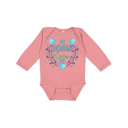 

Inktastic My Nonna Loves Me with Flowers and Hearts Boys or Girls Long Sleeve Baby Bodysuit