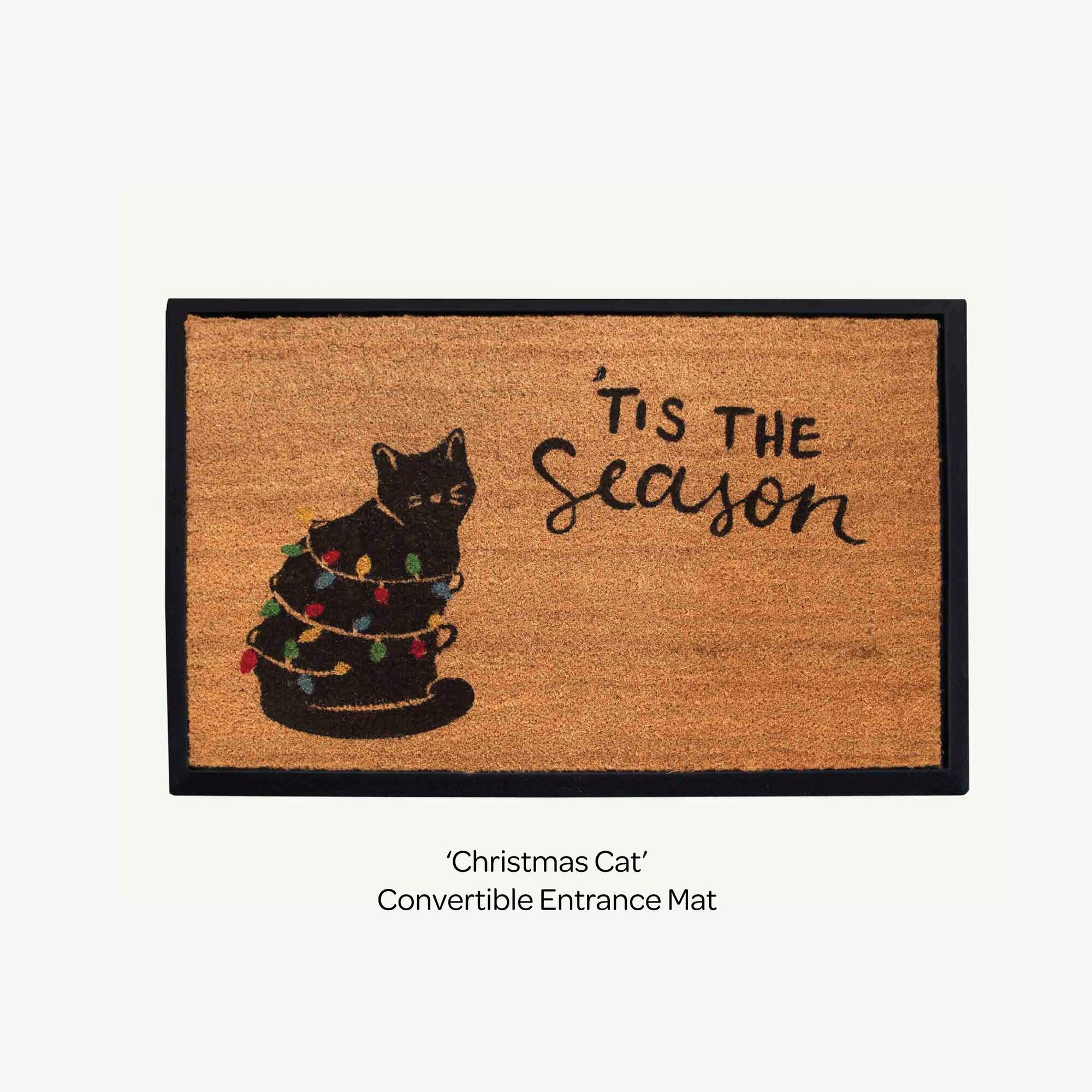 4 Cats & Dogs: Convertible 27 x 39" Entrance Mat, Christmas & Cat (Includes Rectangle Core & Frame)