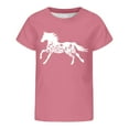 thumbnail image 3 of WhouRiu Little Girl's T Shirt Short Sleeve Horse Print T-Shirt Child Athletic Loose Comfy Casual Tshirt Pink,Sized 6-7, 3 of 3