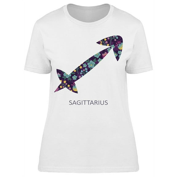 Zodiac Sign Sagittarius Floral T-Shirt Women -Image by Shutterstock, Female x-Large