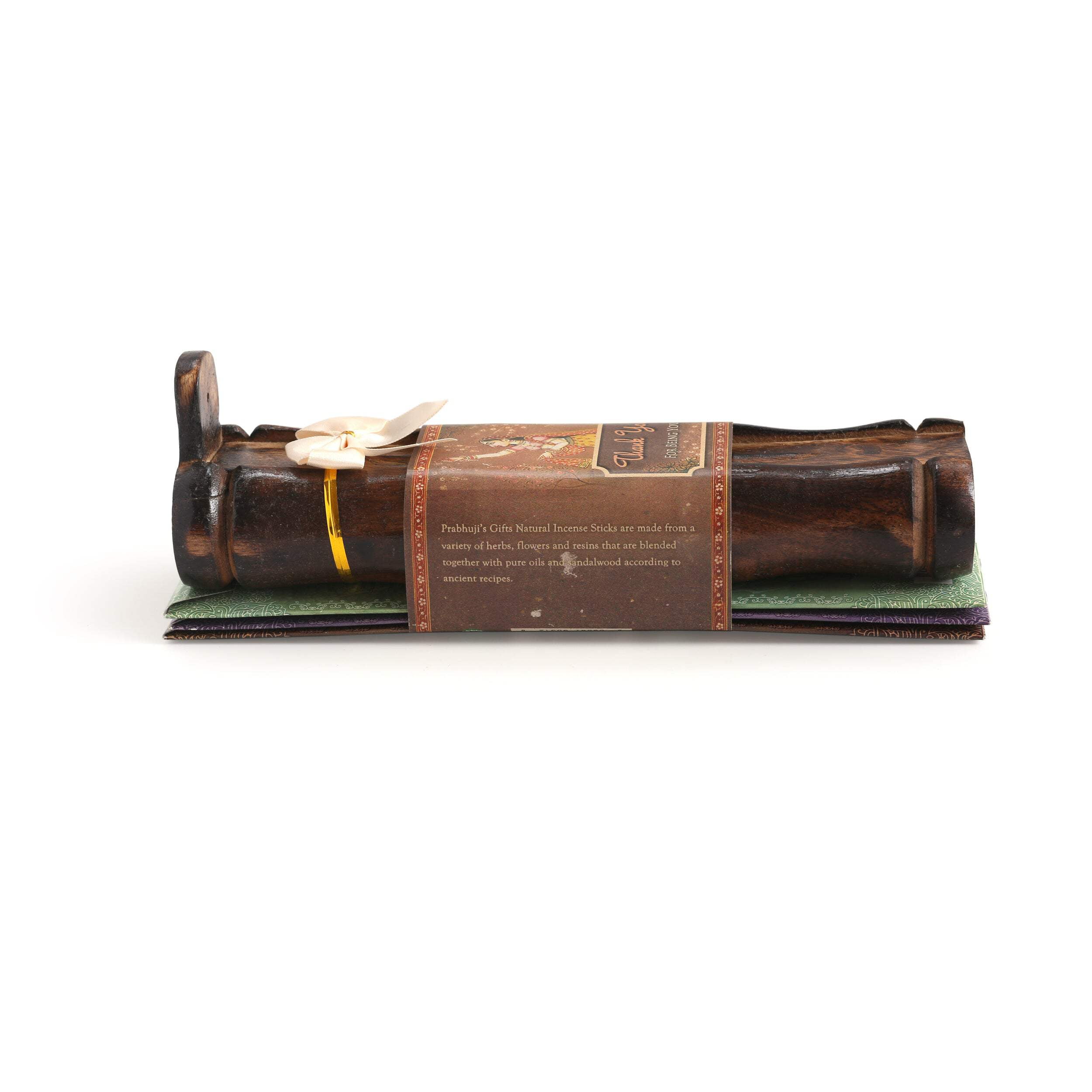 Incense Gift Set - Bamboo Burner + 3 Harmony Incense Sticks Packs & Love Greeting - Rest in you