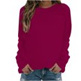 thumbnail image 2 of Jsaierl Women's Sweatshirts Cute Solid Color Graphic Sweatshirts Crewneck Holiday Pullover Tops Oversized Long Sleeve Blouses Womens Sweatshirts Under $10, 2 of 4