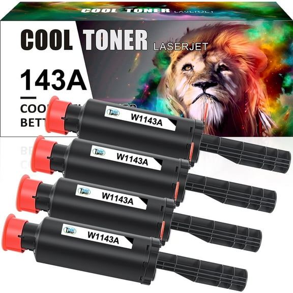 Cool Toner Compatible Toner Cartridge for HP 143A W1143A for Neverstop Laser 1001nw MFP 1201n 1202nw Printer (Black, 4 Pack)