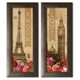thumbnail image 2 of Gango Home Decor Paris Eiffel Tower and London Big Ben Wall Art; Two Beige 6x18in Art Prints in Brown Frames, 2 of 6