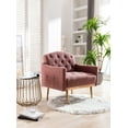 thumbnail image 3 of Accent Side Chair with Metal Legs, Modern Comfy Upholstered Single Sofa Chair with Armrest, Leisure Barrel Chair for Living Room, Bedroom, Dining Room, Office, Club, Brush Pink Teddy Fabric, 3 of 9