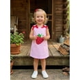 thumbnail image 6 of BemeyourBBs Toddler Baby Girl Summer Tank Dress Overalls 6 12 18 24 Months 2 3 4 Years Infant Baby Girl Strawberry Dress Embroidery Sleeveless Bow Decor Striped Casual Dress, 6 of 9
