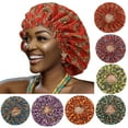 thumbnail image 1 of Cheers.US Women Girls African Floral Print Satin Sleep Bath Caps Hair Care Bonnet Hats Head Wrap Reusable Shower Cap Waterproof Bath Hat, 1 of 7