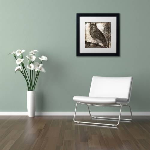Trademark Fine Art "Owl 2" Canvas Art by Color Bakery White Matte, Black Frame