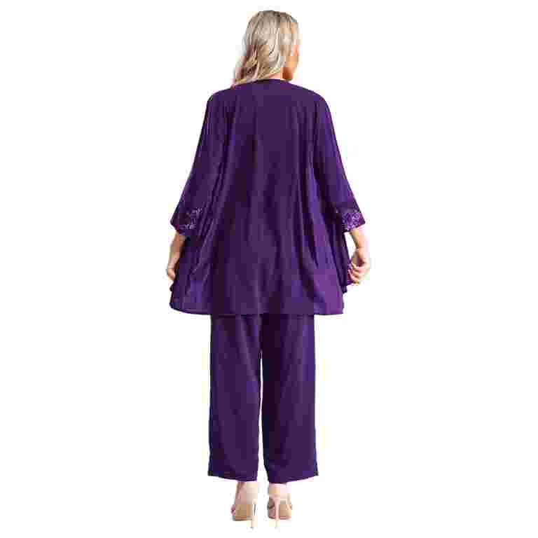 inhzoy Women's Lace-Chiffon 3-Piece Mother of The Bride Dress Formal Pantsuit Purple S - Walmart.com inhzoy Women's Lace-Chiffon 3-Piece Mother of The Bride Dress Formal Pantsuit Purple S - Walmart.com