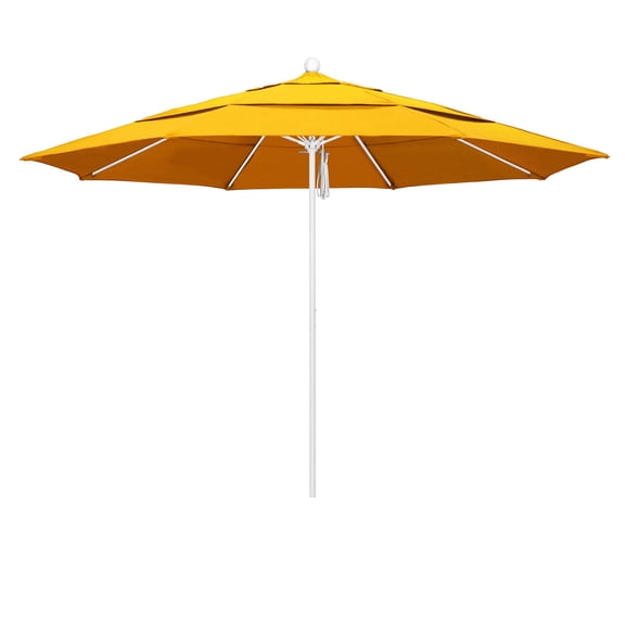 California Umbrella Venture 11' White Market Umbrella in Yellow