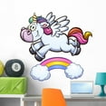 thumbnail image 1 of Cartoon Unicorn Flying over Wall Decal Wallmonkeys Peel and Stick Decals for Girls (36 in W x 35 in H) WM502909, 1 of 4