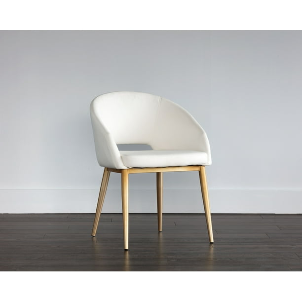 Sunpan Thatcher 18 Modern Faux Leather Dining Armchair in Champagne Gold White Walmart Business Supplies