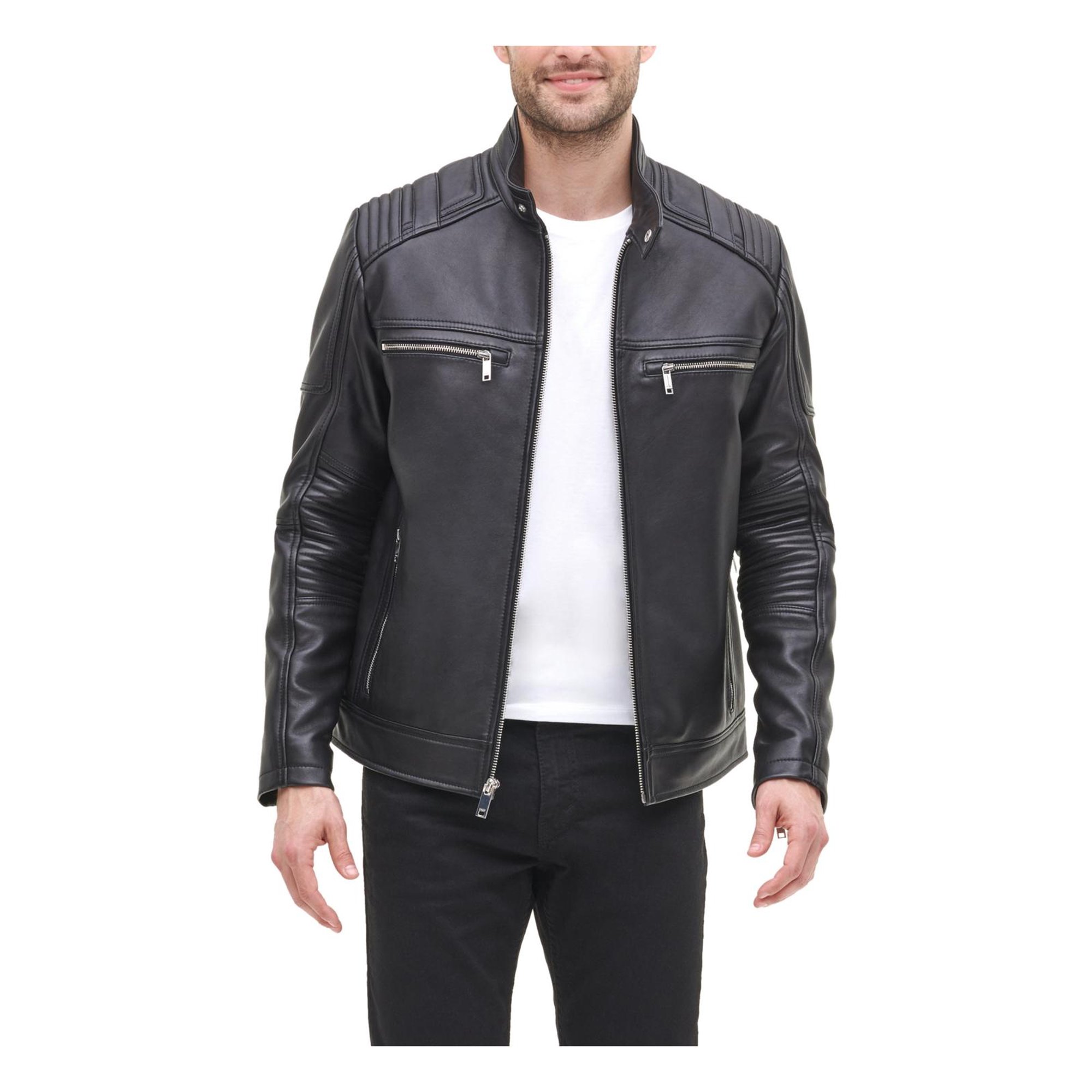 dkny leather blazer