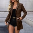 thumbnail image 6 of Qgtaibl Womens Button Down Jacket Long Sleeve Mid Length Work Trench Coat Casual Lightweight Office Outerwear with Pockets Brown M, 6 of 6
