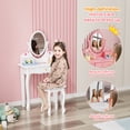 thumbnail image 3 of JOYMOR Kids' Vanity Table and Stool Makeup Dressing Set w/ Mirrors & 3 Drawers, White, 3 of 8