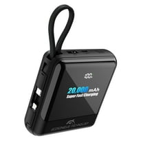 Ecosonique 20000mAh Power Bank 33W Max Fast Charging Portable Charger with Built in Cables USB C Phone Battery Pack for iPhone Cellphone Tablets
