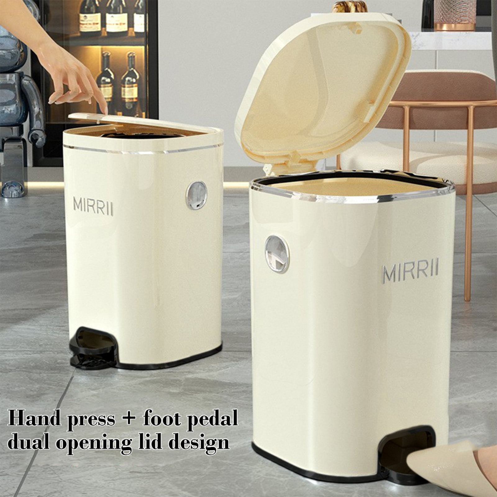 Pedal Press Step Trash Can, Large Capacity 5-Gallon Garbage Bin with Sealed Lid, Dual-Foot & Press Open, Thickened Plastic Waste Basket for Kitchen, Bathroom, Living Room, Bedroom, Office